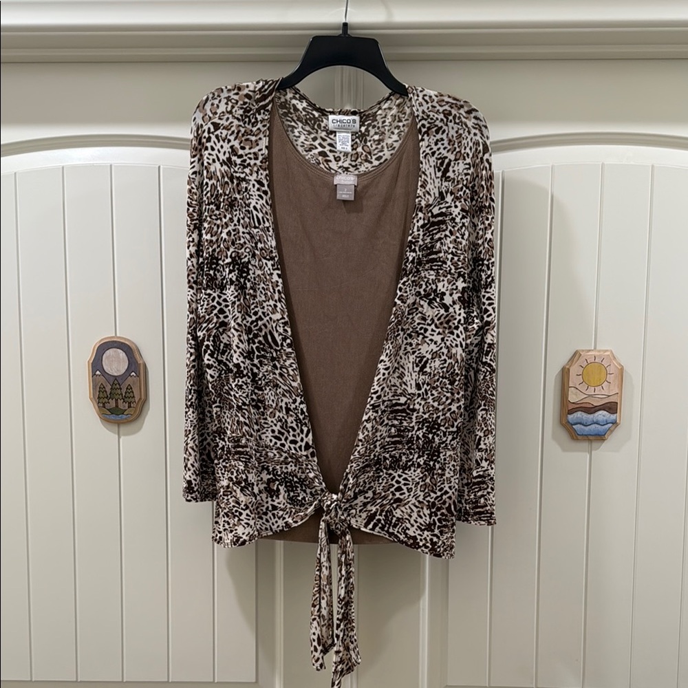 Chico's: Leopard Print Camisole and Brown Top Set